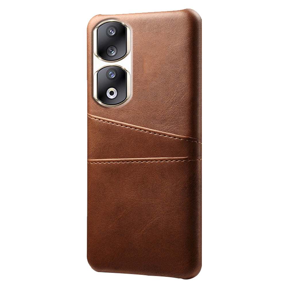 For Honor 90 Pro Dual Card Slots PU Leather Coated PC Case Anti-scratch Phone Cover
