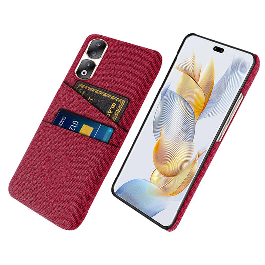 Cloth Texture Phone Cover for Honor 90 Pro , Hard PC + Cloth Protective Case with Dual Card Slots