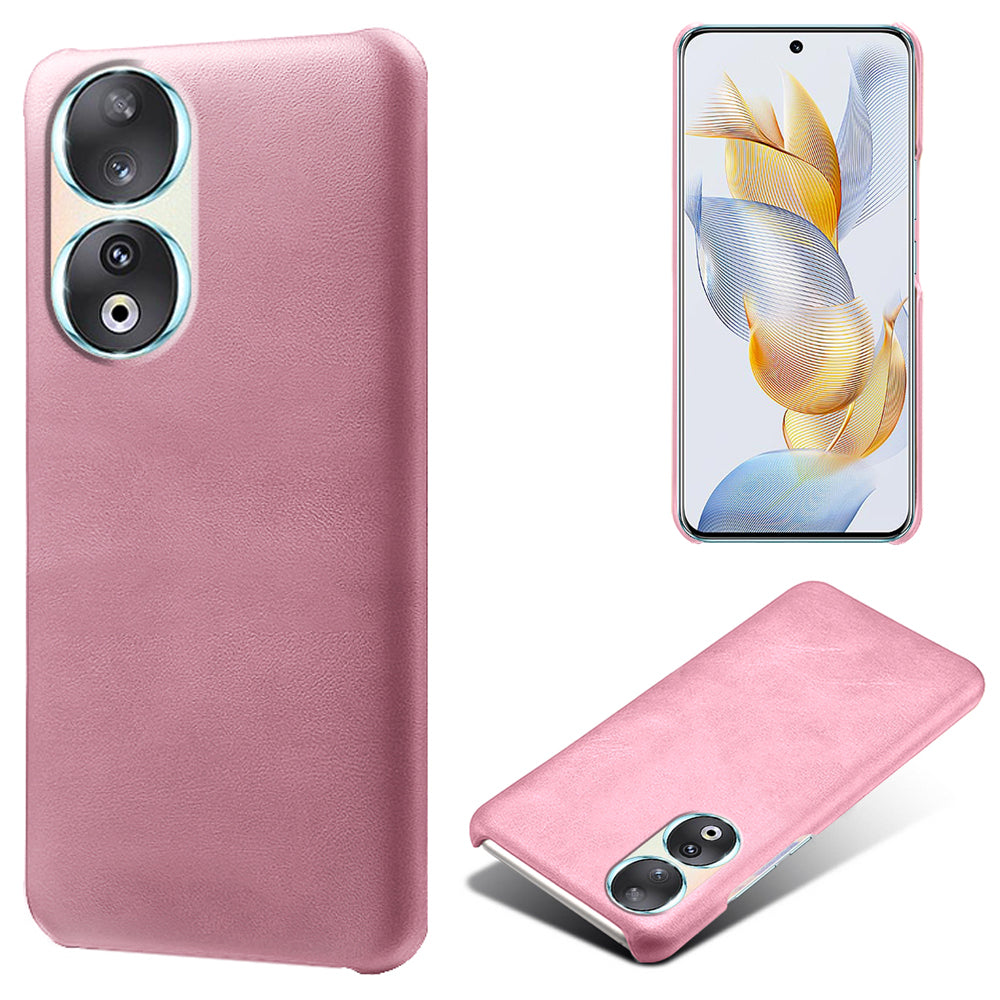 For Honor 90 PU Leather Coated Hard PC Cover Calf Texture Shockproof Phone Case