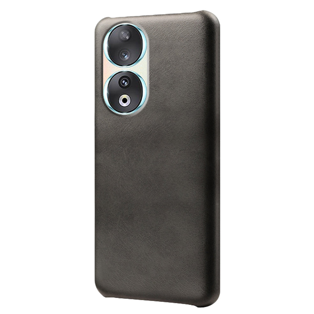 For Honor 90 PU Leather Coated Hard PC Cover Calf Texture Shockproof Phone Case