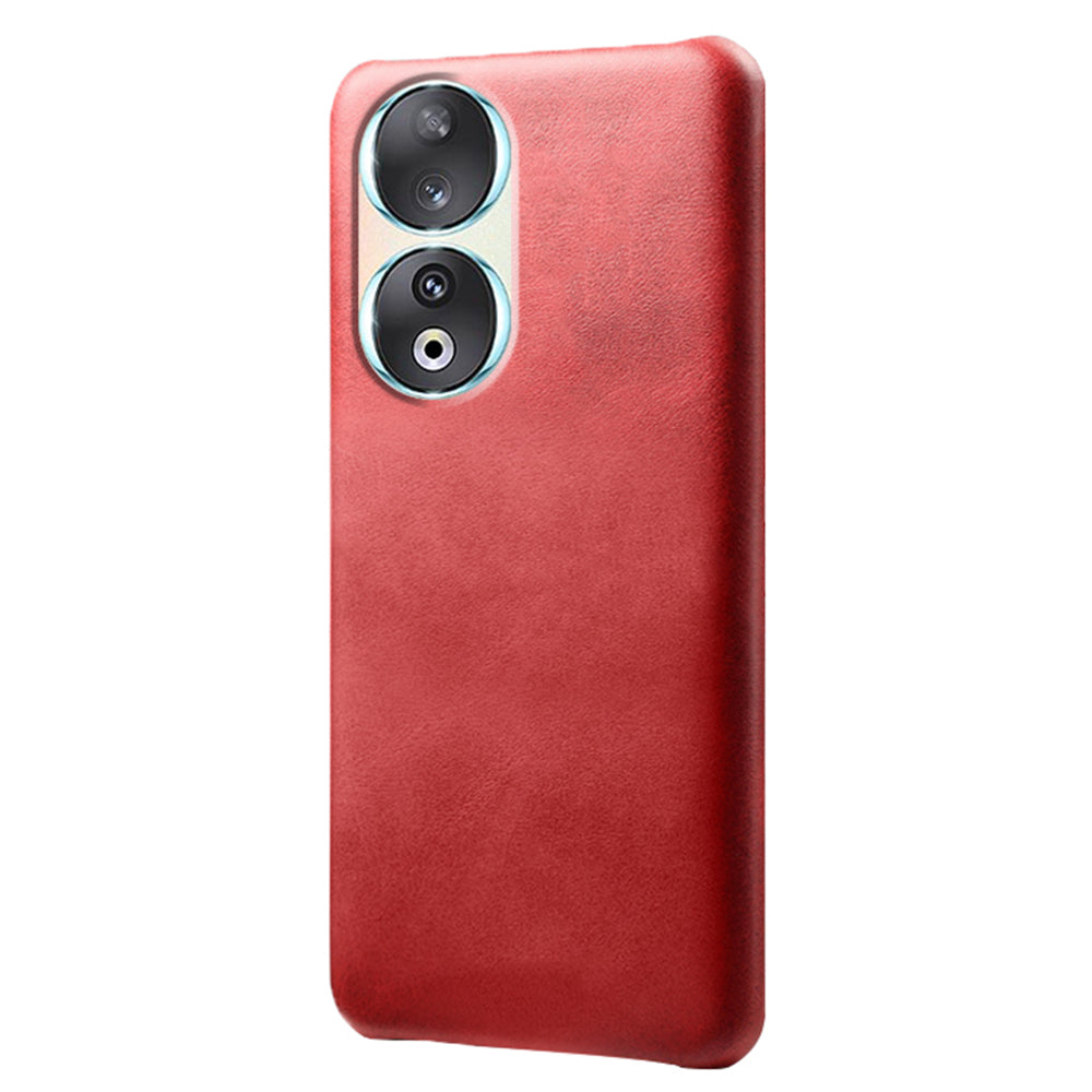 For Honor 90 PU Leather Coated Hard PC Cover Calf Texture Shockproof Phone Case