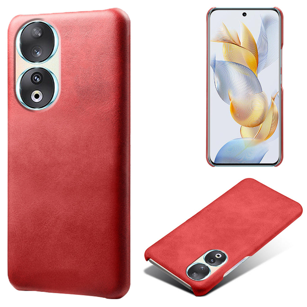 For Honor 90 PU Leather Coated Hard PC Cover Calf Texture Shockproof Phone Case