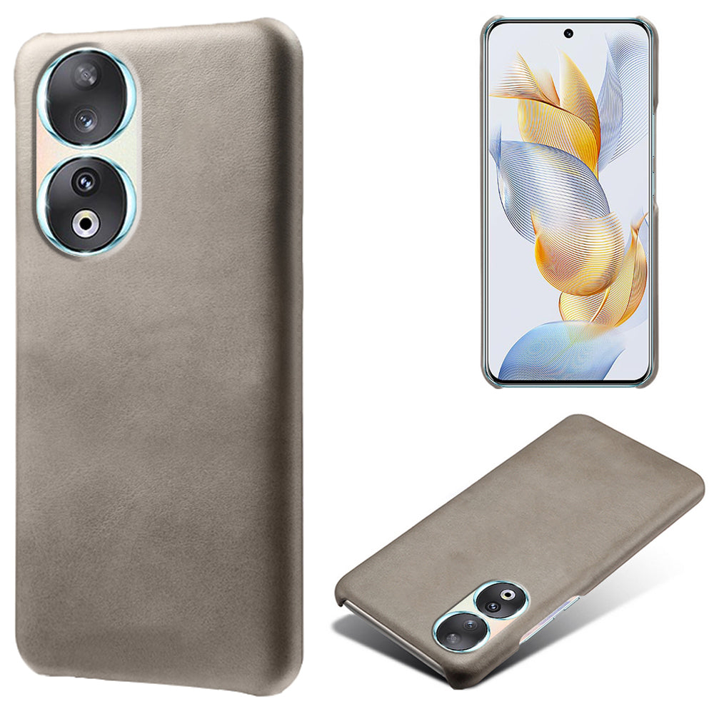 For Honor 90 PU Leather Coated Hard PC Cover Calf Texture Shockproof Phone Case