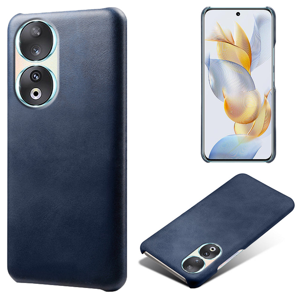 For Honor 90 PU Leather Coated Hard PC Cover Calf Texture Shockproof Phone Case