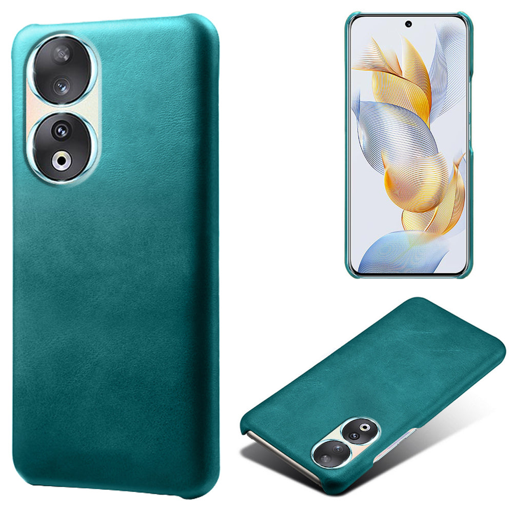 For Honor 90 PU Leather Coated Hard PC Cover Calf Texture Shockproof Phone Case