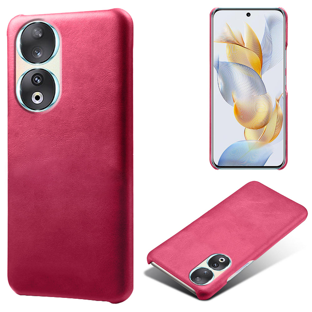 For Honor 90 PU Leather Coated Hard PC Cover Calf Texture Shockproof Phone Case
