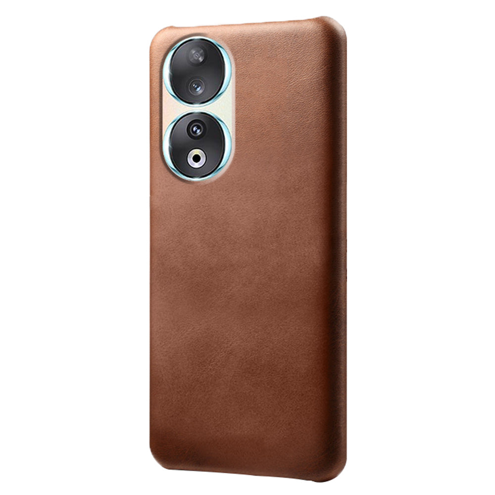 For Honor 90 PU Leather Coated Hard PC Cover Calf Texture Shockproof Phone Case