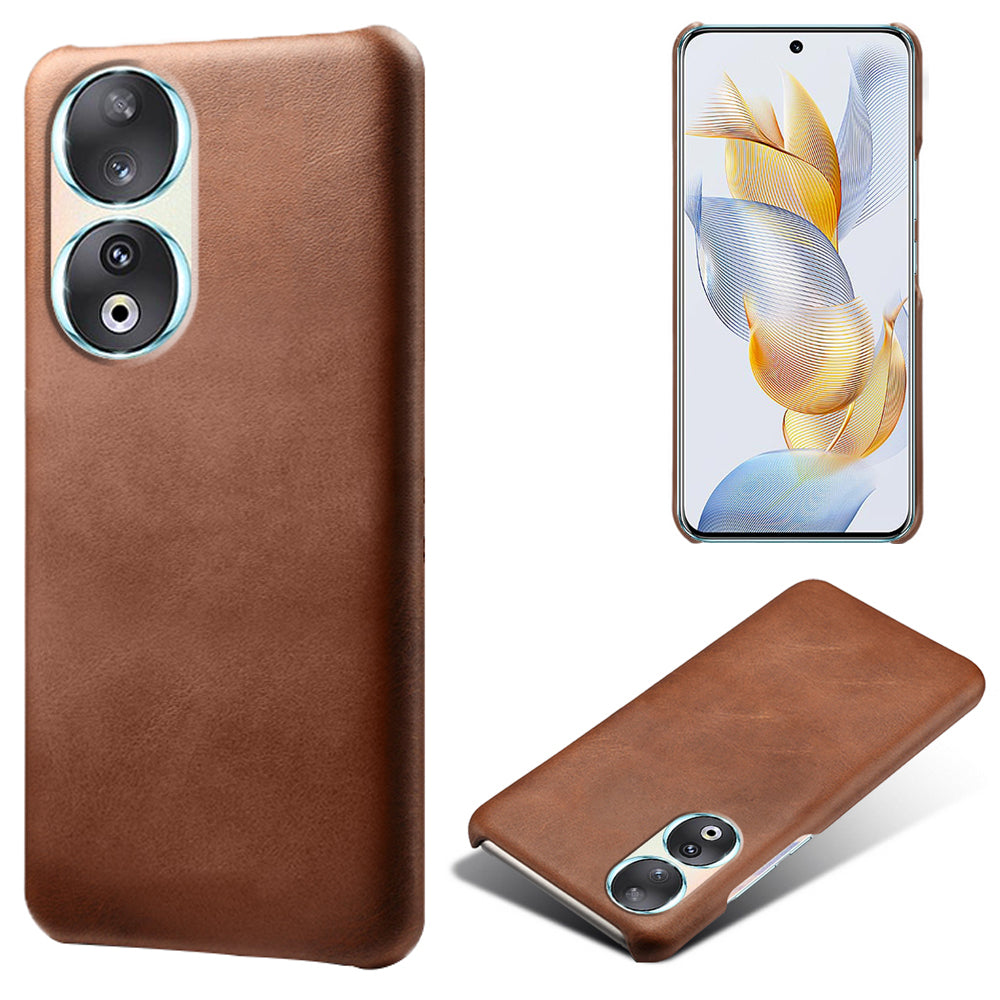 For Honor 90 PU Leather Coated Hard PC Cover Calf Texture Shockproof Phone Case