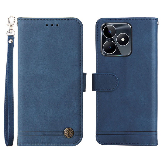 PU Leather Case for Realme C53 4G / Narzo N53 4G , Stand Wallet Imprinted Lines Phone Cover