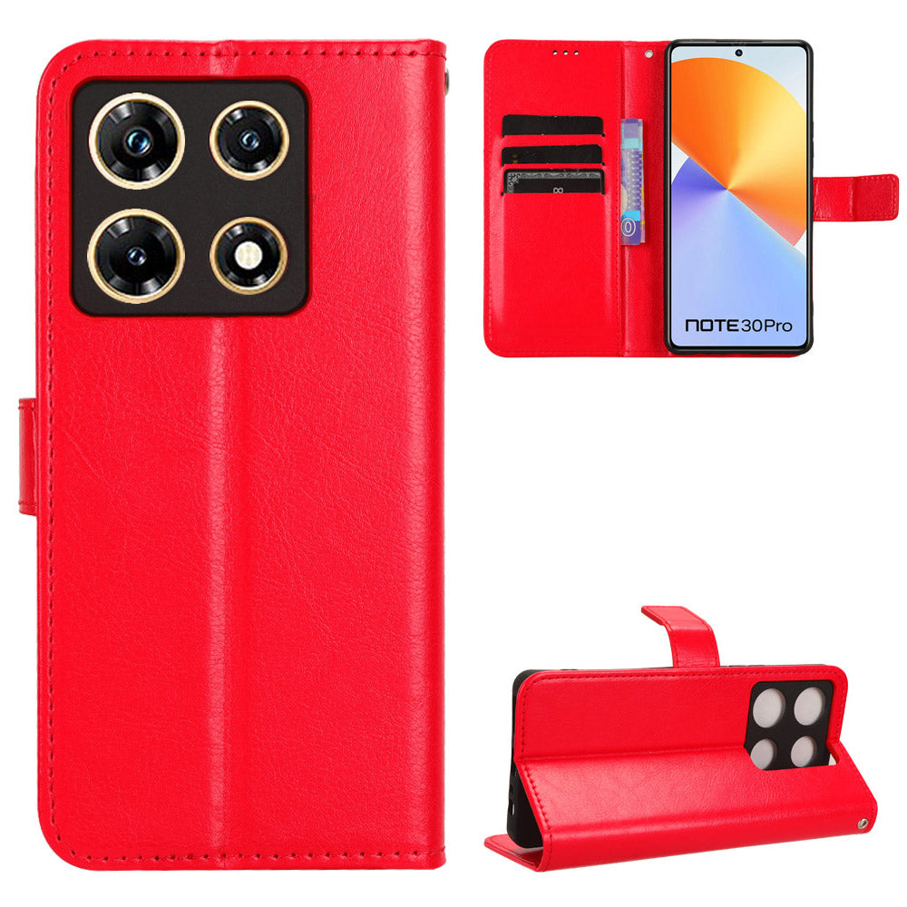 For Infinix Note 30 Pro 4G X678B Crazy Horse Texture Leather Case Anti-drop Phone Cover with Wallet Stand