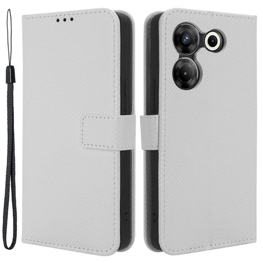 For Tecno Camon 20 Pro 5G CK8n PU Leather Stand Wallet Phone Case Diamond Texture Drop-proof Cover