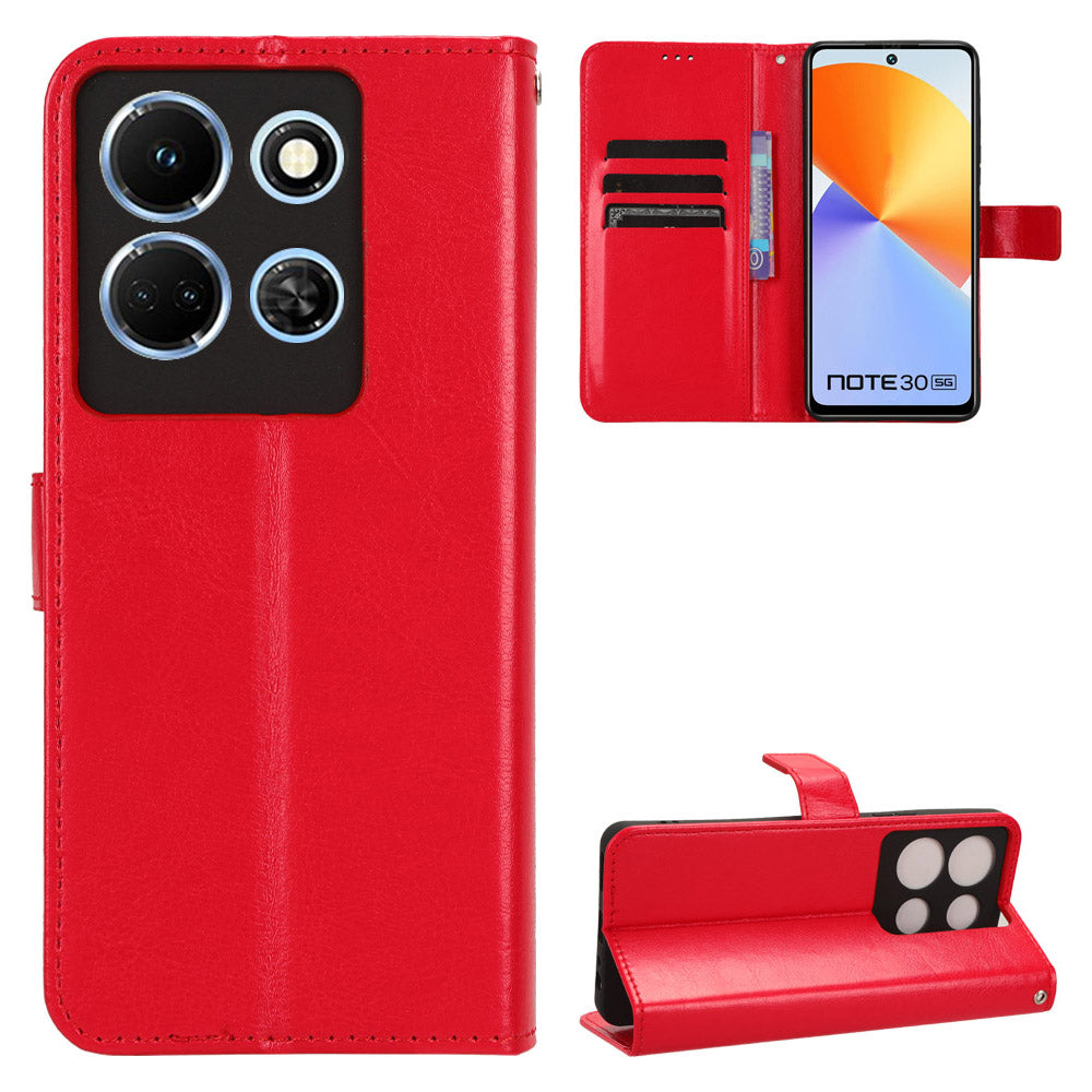 For Infinix Note 30 5G X6711 Crazy Horse Texture Phone Case PU Leather Flip Stand Wallet Cover