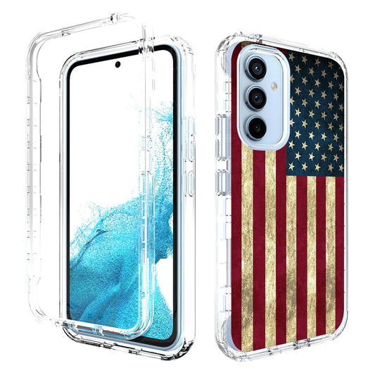 For Samsung Galaxy A54 5G PC Frame + TPU Transparent Case Pattern Printing Drop-proof Cover