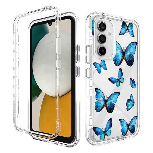 For Samsung Galaxy A34 5G PC Frame + TPU Transparent Phone Case Pattern Printing Anti-scratch Cover