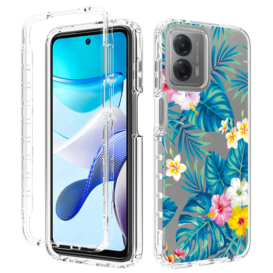 For Motorola Moto G 5G (2023) / Moto G Power 5G Transparent Phone Case PC Frame + TPU Pattern Printing Cover