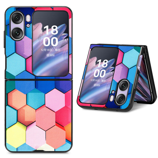 For Oppo Find N2 Flip 5G Shockproof Phone Case Pattern Printing PU Leather + PC Phone Cover