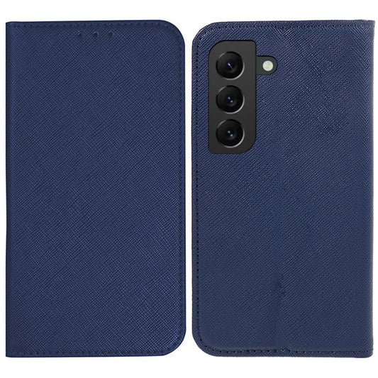 Stand Wallet Shell for Samsung Galaxy S22 5G Phone Cover Cross Texture PU Leather Case