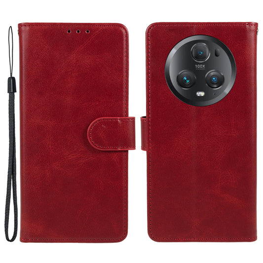 For Honor Magic5 Pro Calf Texture Shockproof Phone Case Leather Wallet Stand Cover