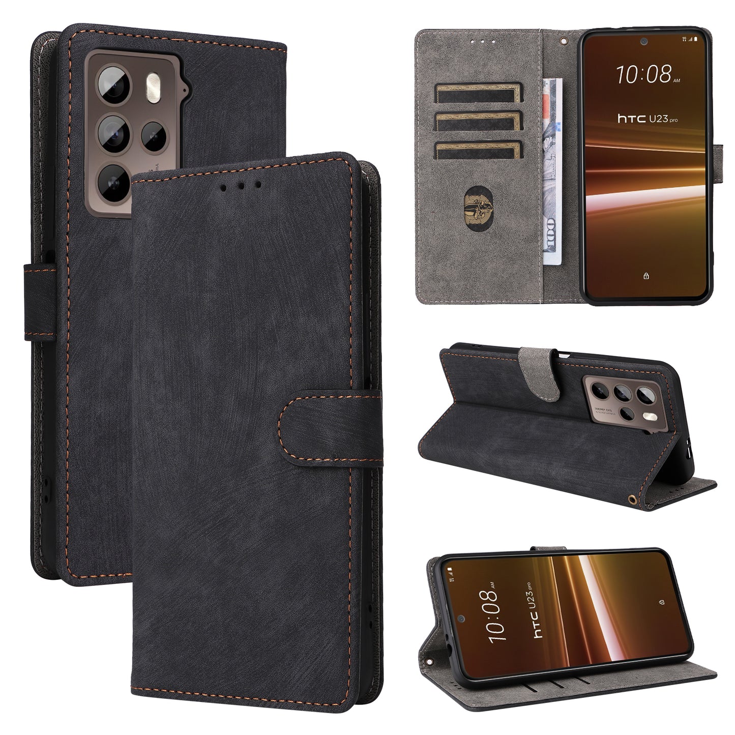 For HTC U23 / U23 Pro 5G Scratch Proof Phone Cover RFID Blocking Wallet Stand Shell Leather Case
