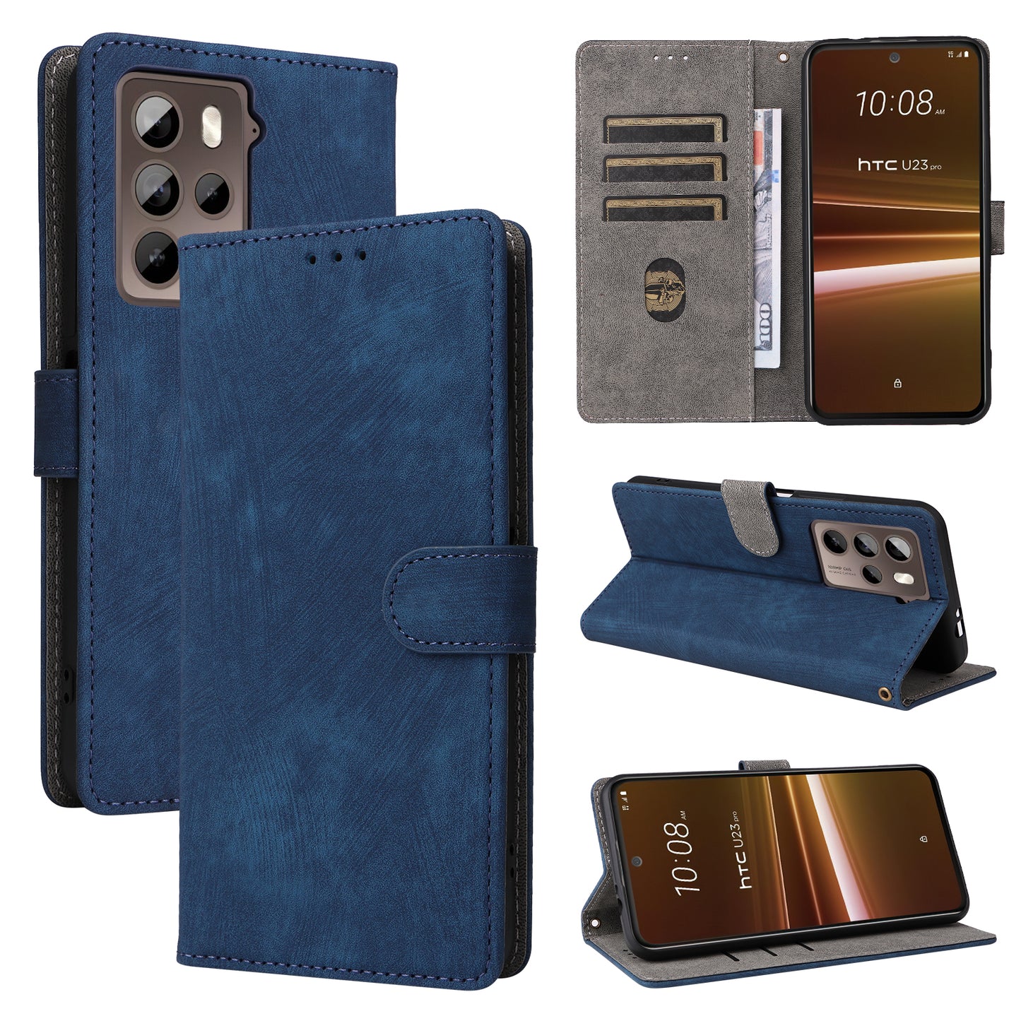 For HTC U23 / U23 Pro 5G Scratch Proof Phone Cover RFID Blocking Wallet Stand Shell Leather Case