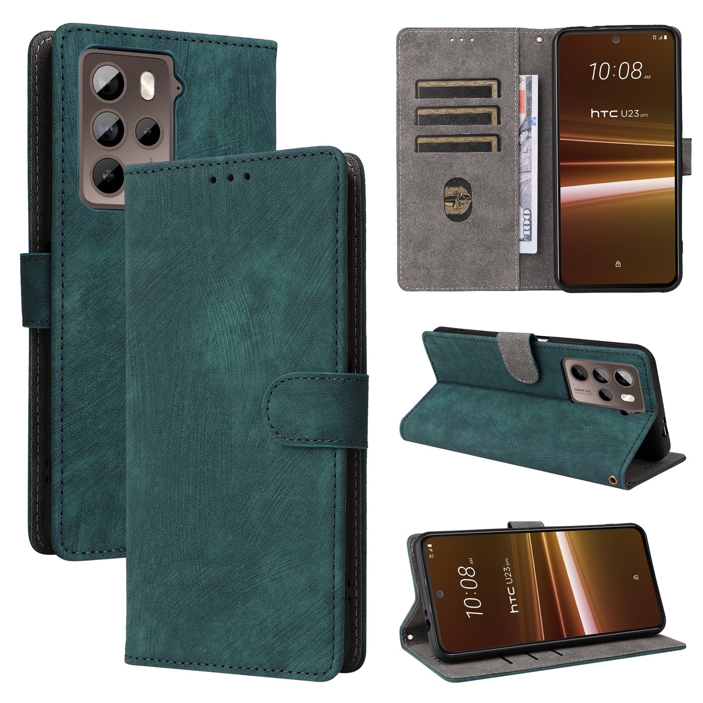 For HTC U23 / U23 Pro 5G Scratch Proof Phone Cover RFID Blocking Wallet Stand Shell Leather Case