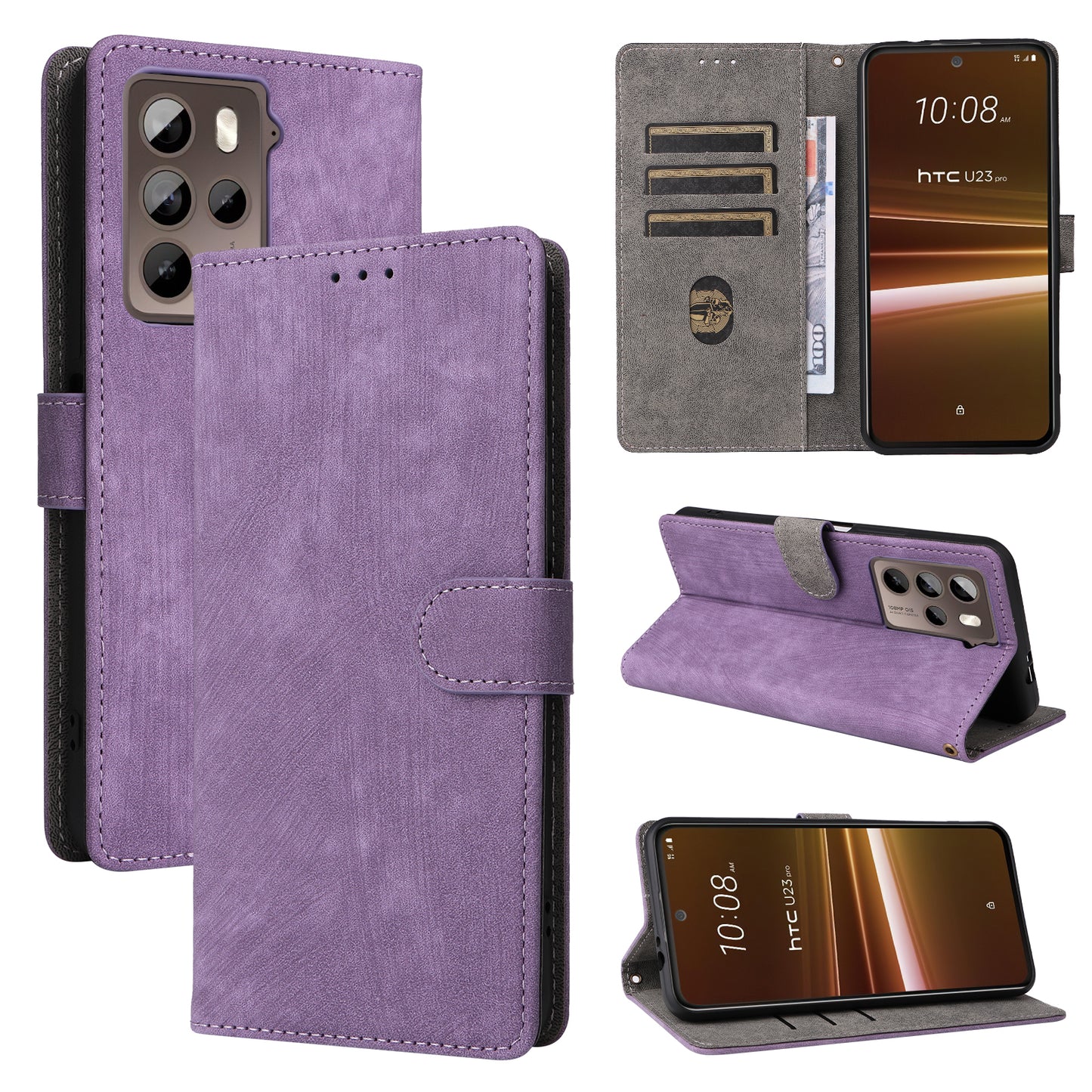 For HTC U23 / U23 Pro 5G Scratch Proof Phone Cover RFID Blocking Wallet Stand Shell Leather Case