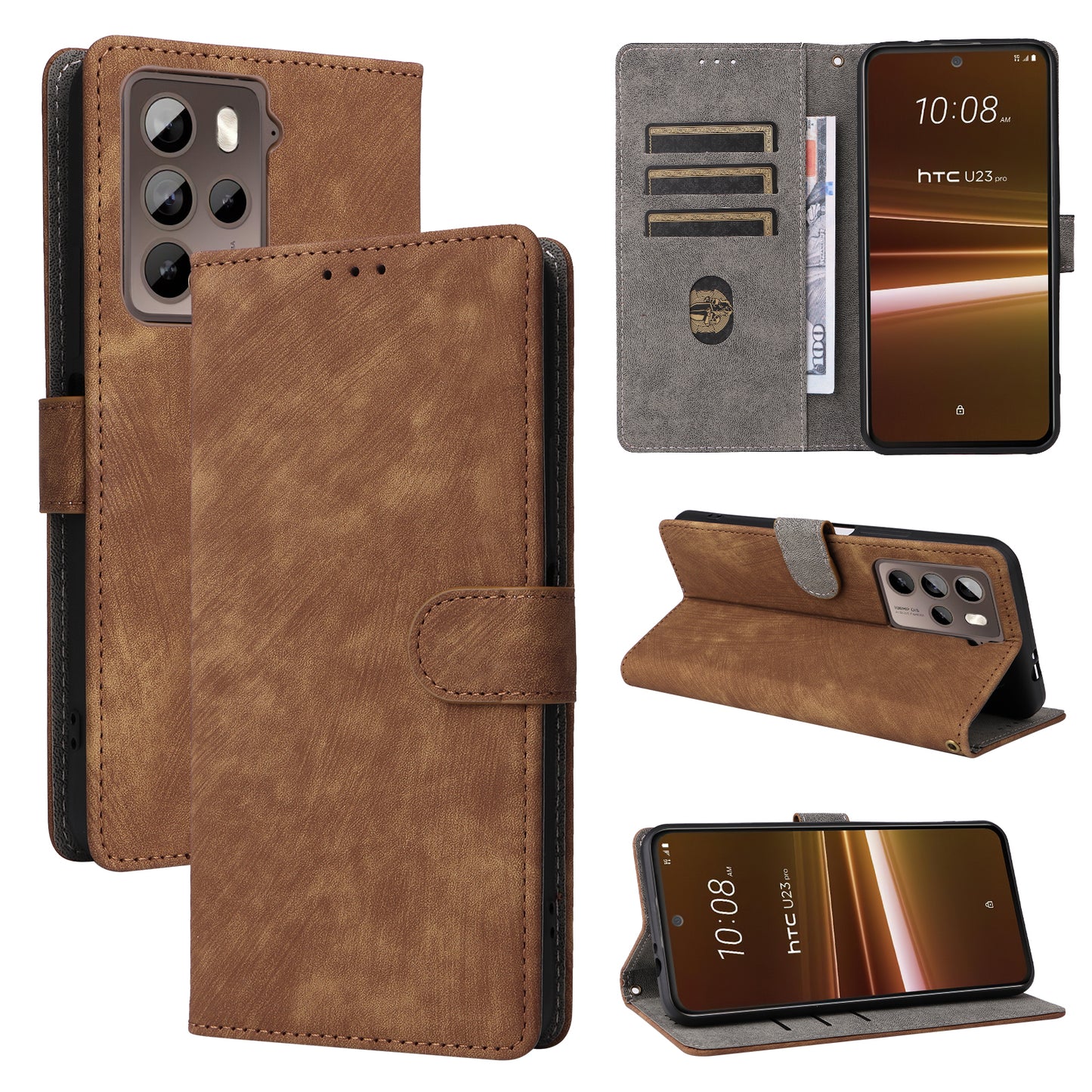 For HTC U23 / U23 Pro 5G Scratch Proof Phone Cover RFID Blocking Wallet Stand Shell Leather Case