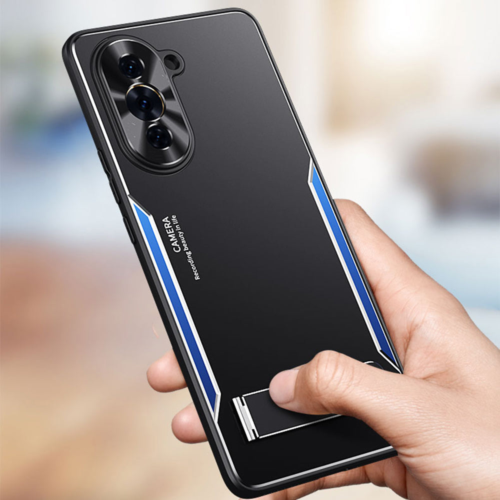 For Huawei nova 10 Pro 4G TPU+Aluminium Alloy Anti-fall Cover Folding Kickstand Phone Case