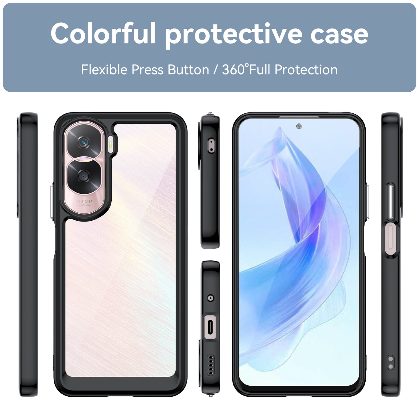 For Honor 90 Lite 5G / X50i 5G TPU+Acrylic Mobile Phone Back Cover Clear Protective Shockproof Case