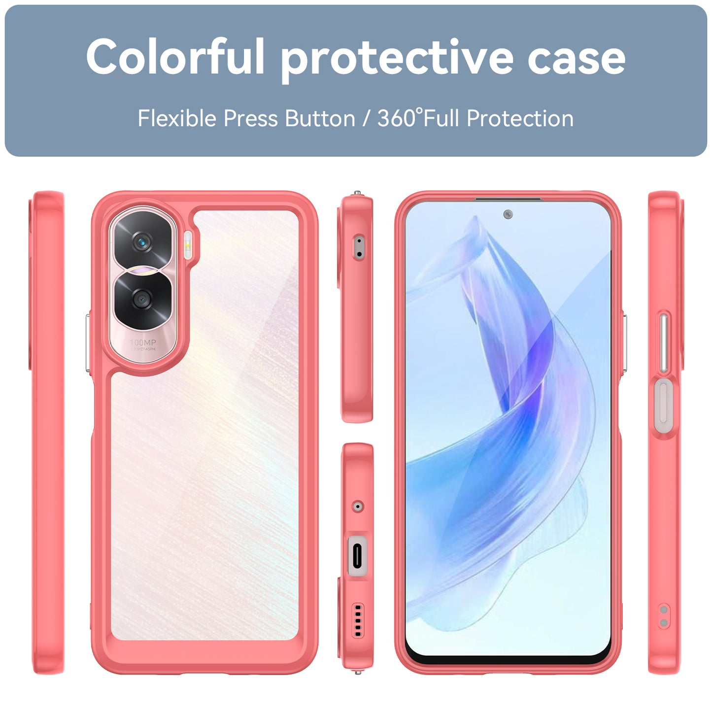 For Honor 90 Lite 5G / X50i 5G TPU+Acrylic Mobile Phone Back Cover Clear Protective Shockproof Case