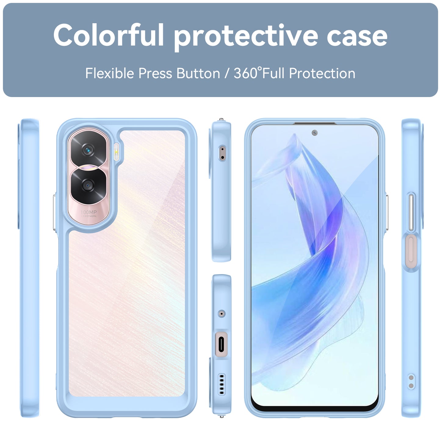 For Honor 90 Lite 5G / X50i 5G TPU+Acrylic Mobile Phone Back Cover Clear Protective Shockproof Case