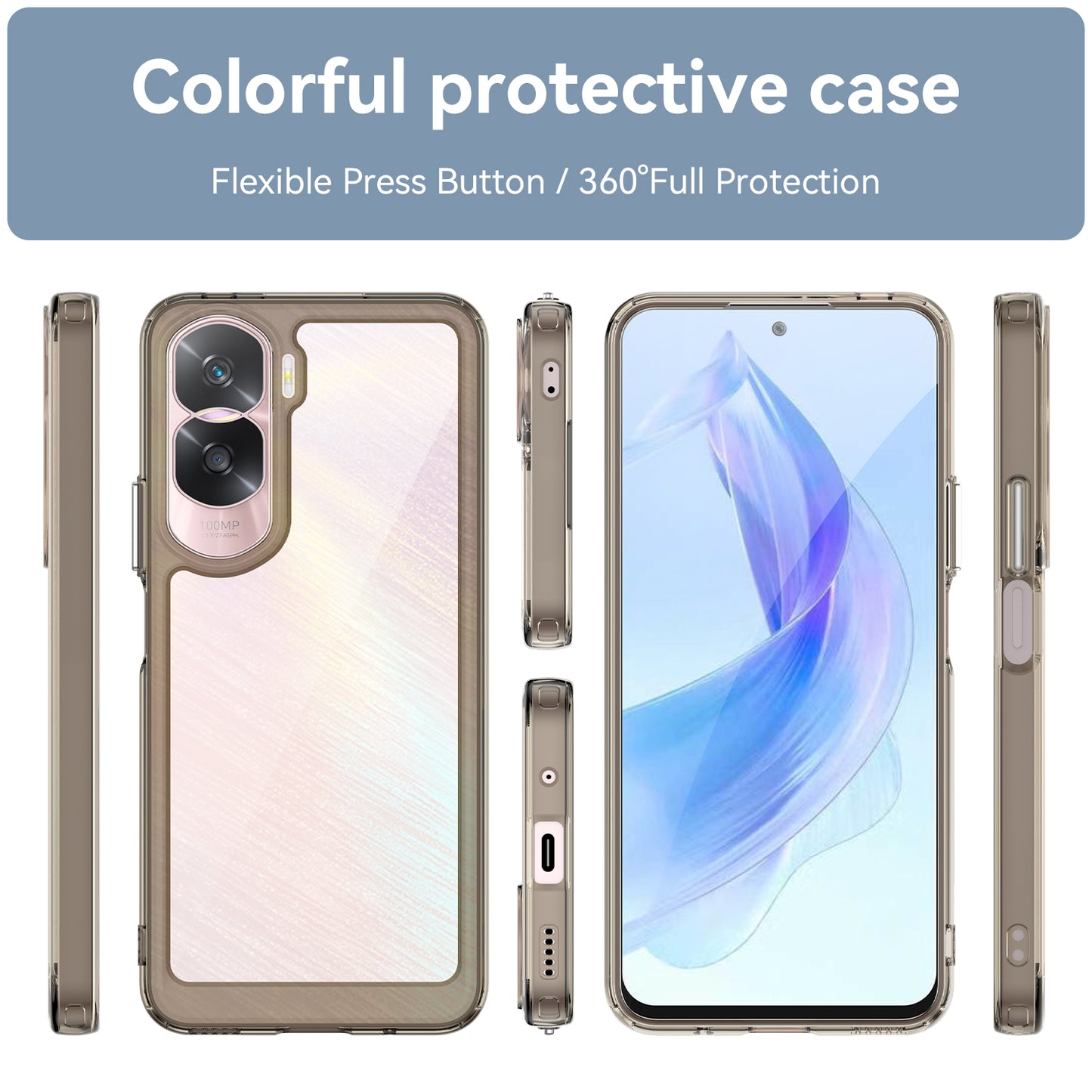 For Honor 90 Lite 5G / X50i 5G TPU+Acrylic Mobile Phone Back Cover Clear Protective Shockproof Case