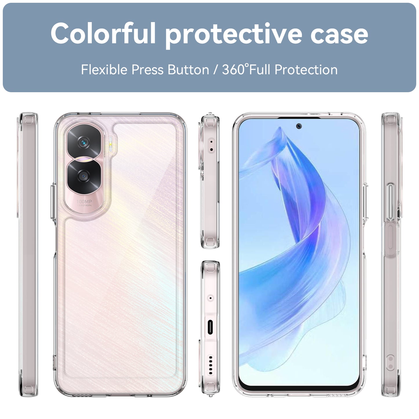 For Honor 90 Lite 5G / X50i 5G TPU+Acrylic Mobile Phone Back Cover Clear Protective Shockproof Case
