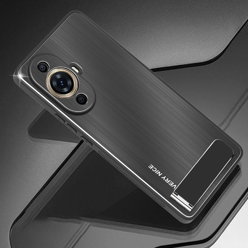 For Huawei nova 11 Pro / 11 Ultra Aluminium Alloy+TPU Cover Brushed Phone Case with Kickstand
