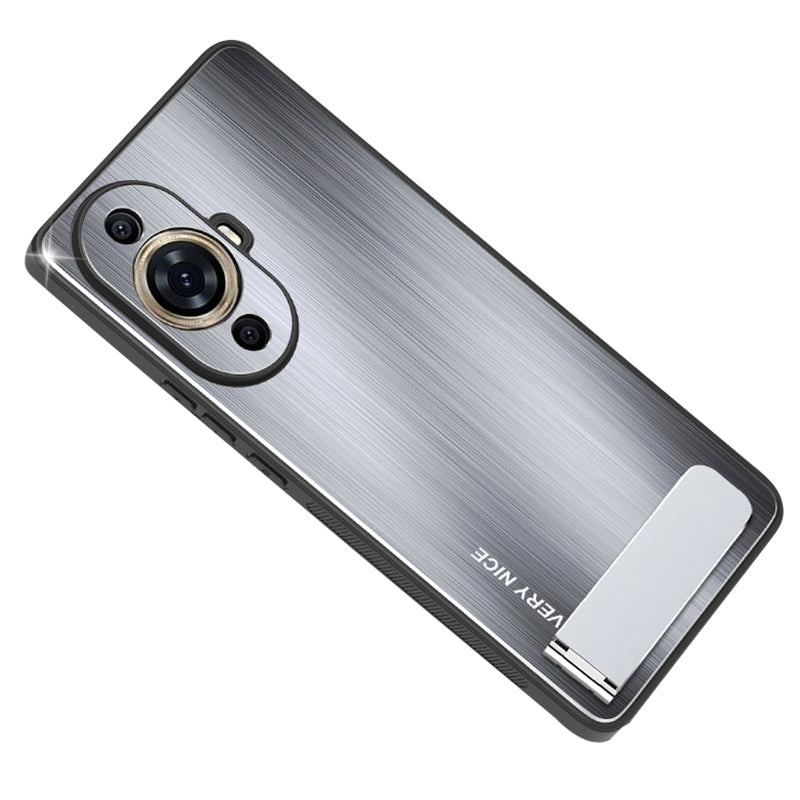 For Huawei nova 11 Pro / 11 Ultra Aluminium Alloy+TPU Cover Brushed Phone Case with Kickstand
