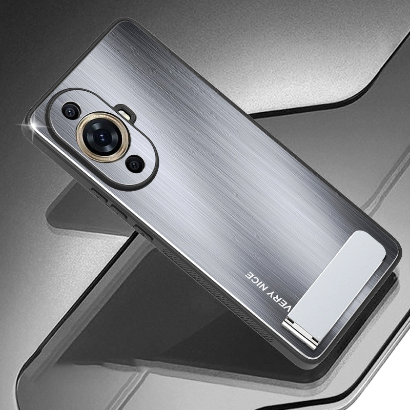 For Huawei nova 11 Pro / 11 Ultra Aluminium Alloy+TPU Cover Brushed Phone Case with Kickstand