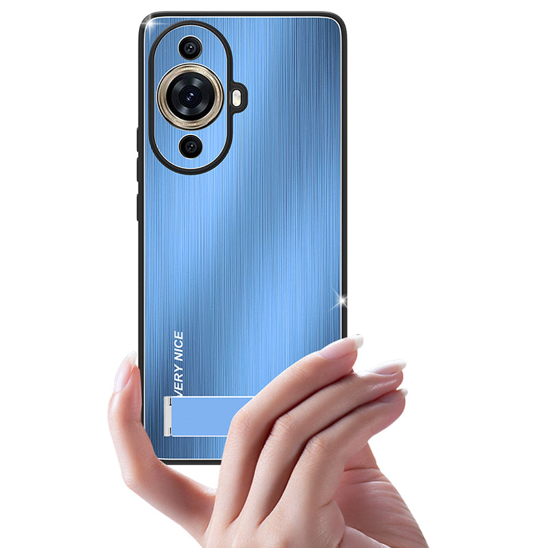 For Huawei nova 11 Pro / 11 Ultra Aluminium Alloy+TPU Cover Brushed Phone Case with Kickstand