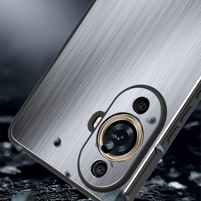 For Huawei nova 11 Pro / nova 11 Ultra Aluminium Alloy Back + TPU Frame Phone Case Brushed Cover