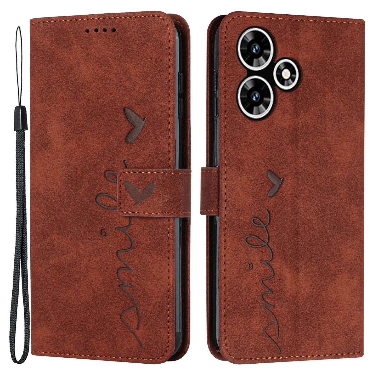For Infinix Hot 30 Bump Proof Leather Phone Case Stand Skin-touch Imprinted Heart Wallet Cover