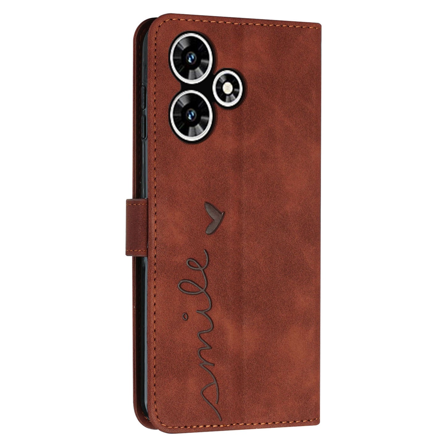 For Infinix Hot 30 Bump Proof Leather Phone Case Stand Skin-touch Imprinted Heart Wallet Cover