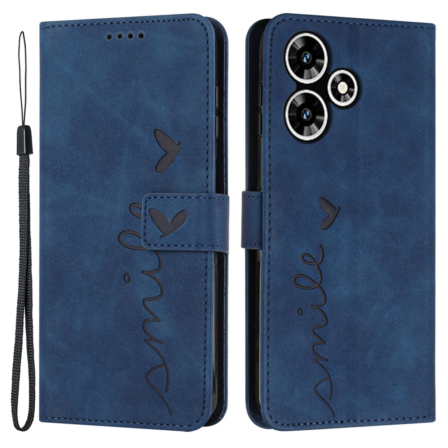 For Infinix Hot 30 Bump Proof Leather Phone Case Stand Skin-touch Imprinted Heart Wallet Cover