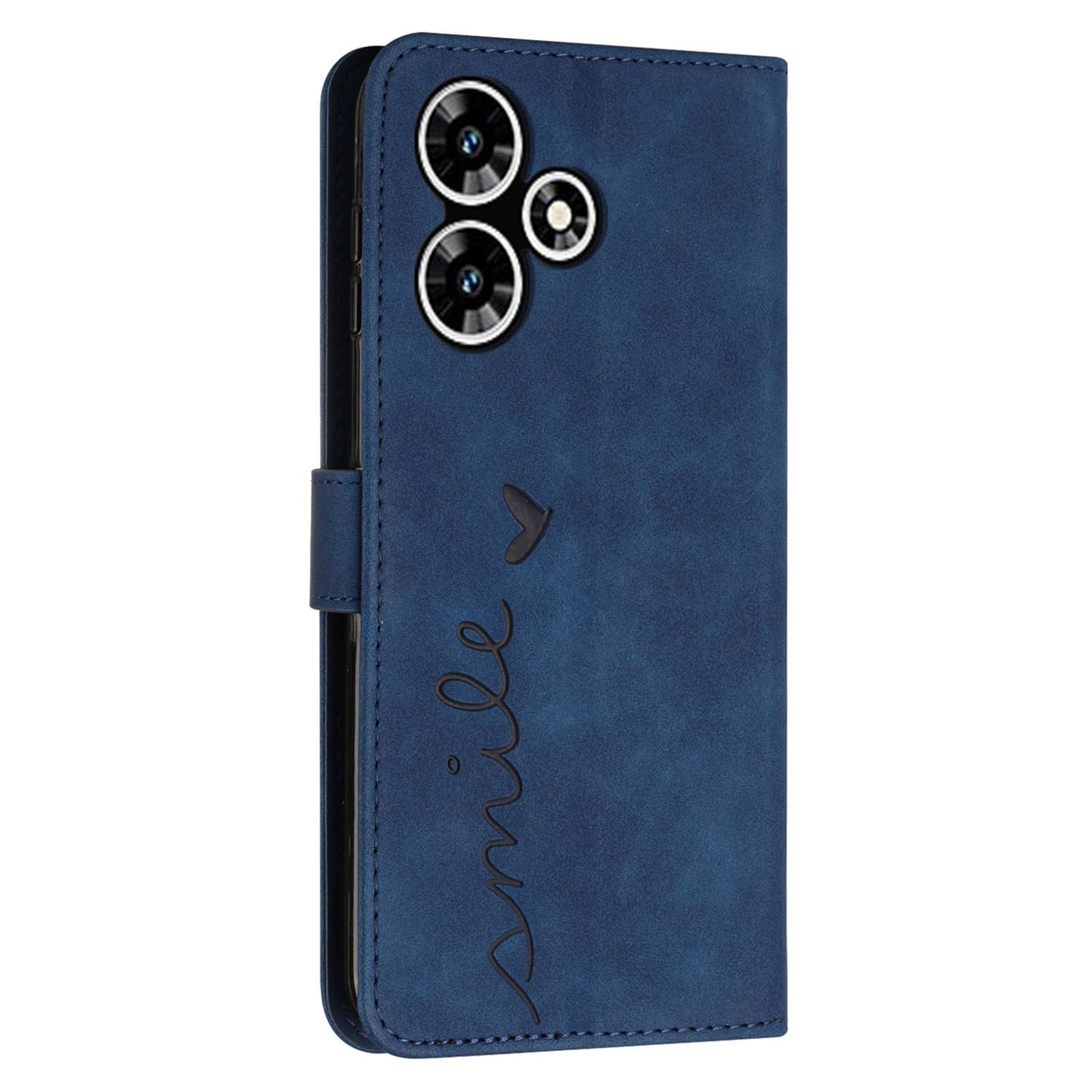 For Infinix Hot 30 Bump Proof Leather Phone Case Stand Skin-touch Imprinted Heart Wallet Cover