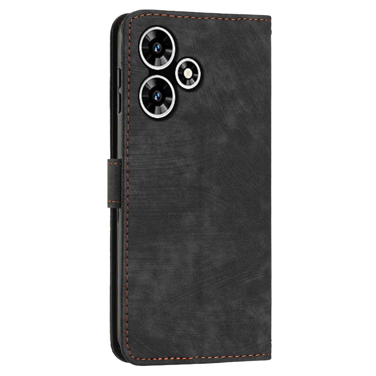 For Infinix Hot 30 Play NFC 4G Stand Wallet PU Leather Case Imprinted Lines Skin-touch Phone Cover