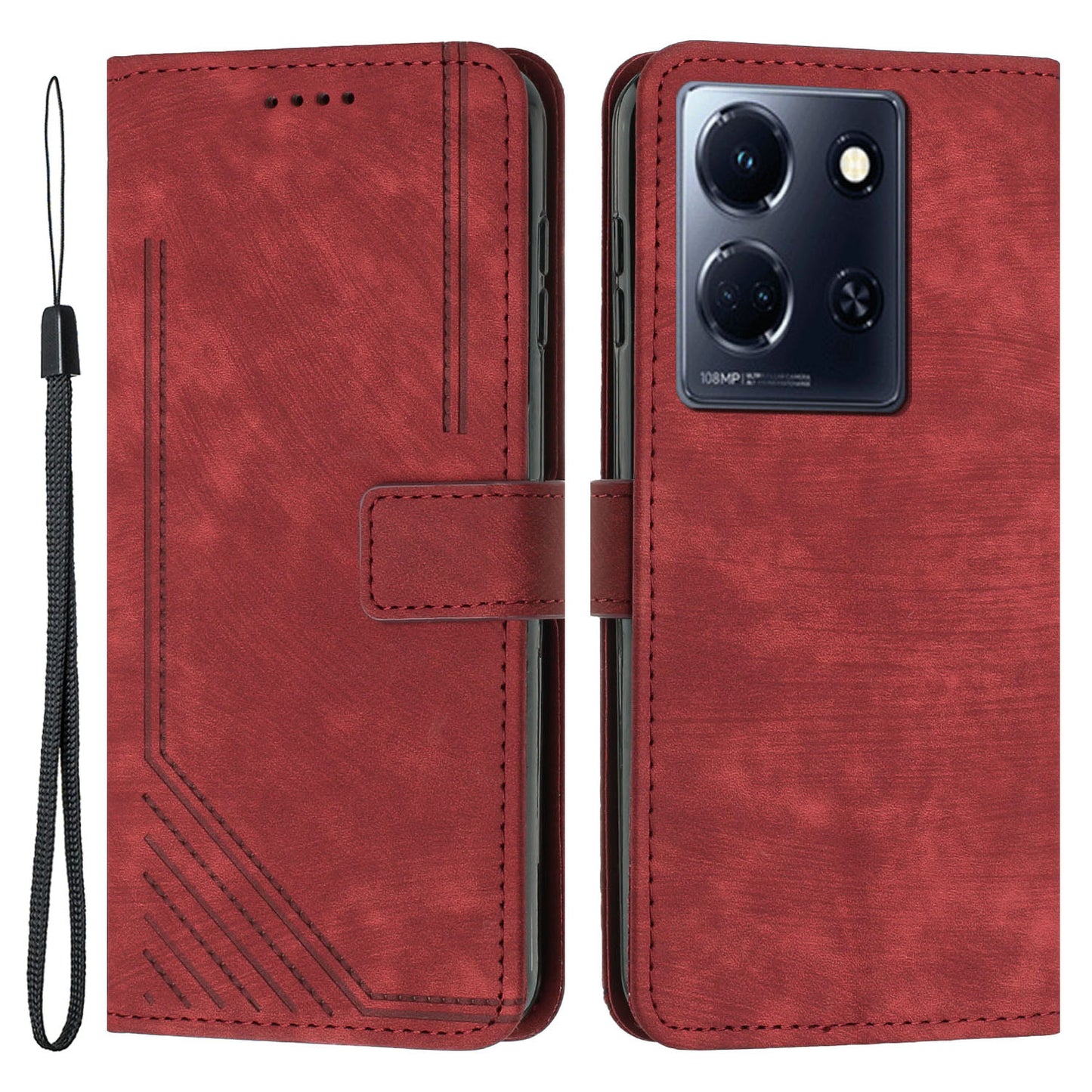 For Infinix Note 30 4G / 5G Imprinted Lines PU Leather Case Skin-touch Stand Wallet Phone Cover