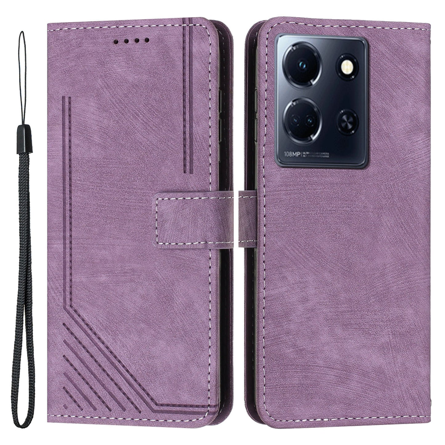 For Infinix Note 30 4G / 5G Imprinted Lines PU Leather Case Skin-touch Stand Wallet Phone Cover