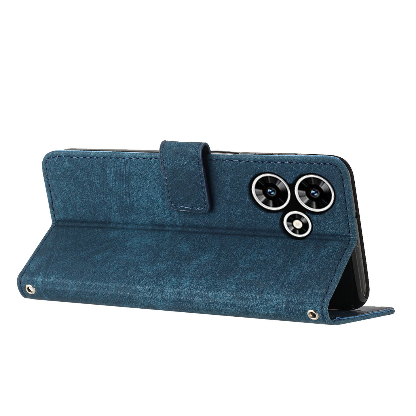 For Infinix Hot 30 Play NFC 4G Stand Wallet Phone Case PU Leather Lines Imprinted Cover with Shoulder Strap