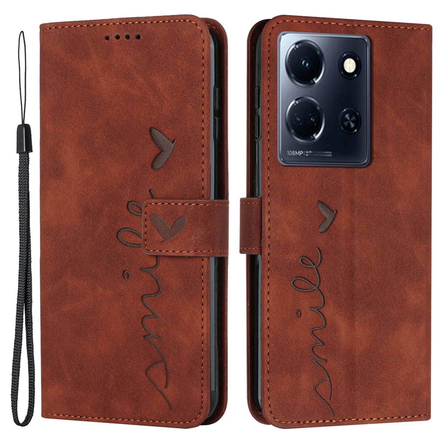 For Infinix Note 30 4G / Note 30 5G Wallet Phone Cover Imprinted Heart PU Leather + TPU Stand Case
