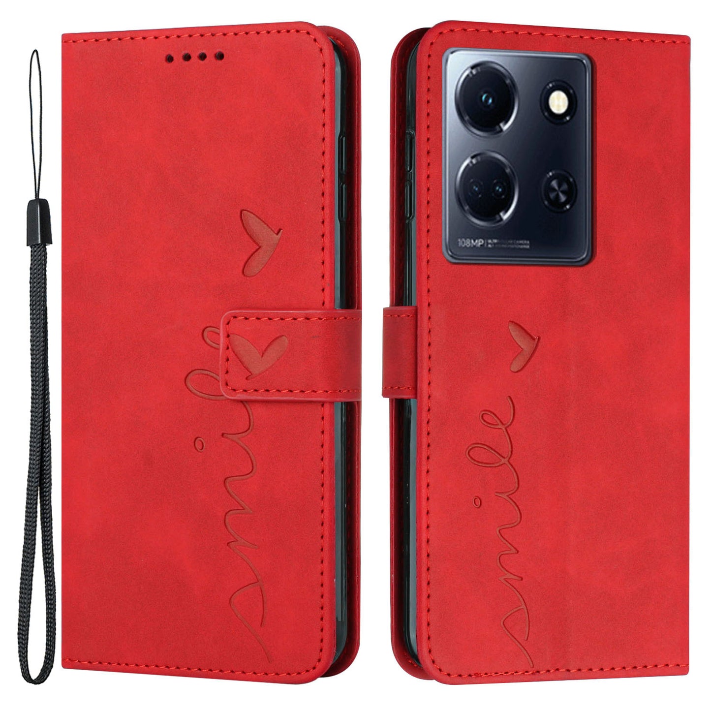 For Infinix Note 30 4G / Note 30 5G Wallet Phone Cover Imprinted Heart PU Leather + TPU Stand Case