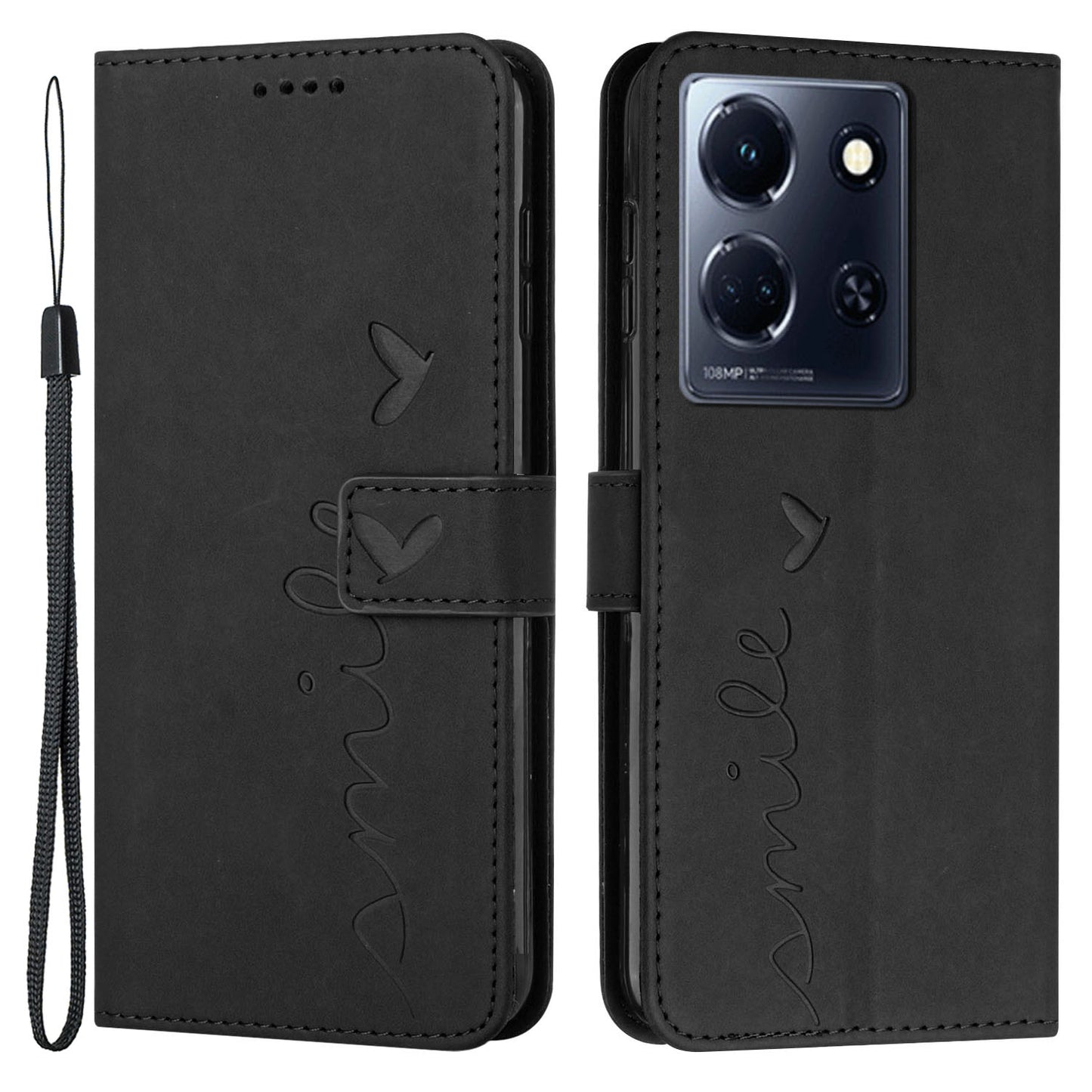 For Infinix Note 30 4G / Note 30 5G Wallet Phone Cover Imprinted Heart PU Leather + TPU Stand Case