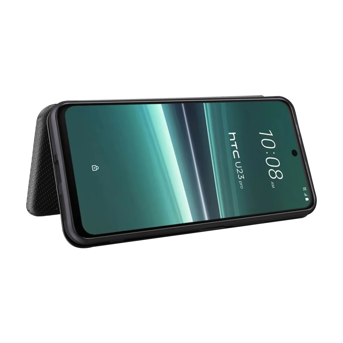 For HTC U23 Pro 5G Phone Stand Case Carbon Fiber Texture Leather Cover with Card Slot